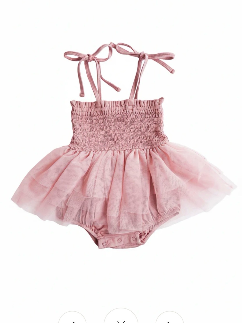 Caden Lane Pink Tulle Smocked Romper Dress